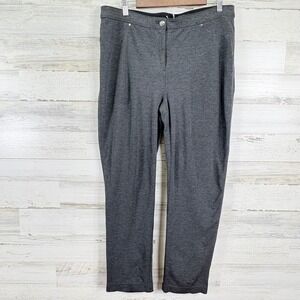 Chico's Gray Knit Stretchy Pants Women's Size 2/US 12 Short Pull On Straight Leg